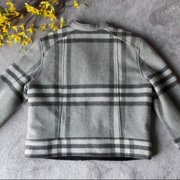 🖤 EUC Gap Brand Ladie's Wool Moto Type Jacket Full Zip Grey Plaid, Fall 2013, S - Picture 4 of 10